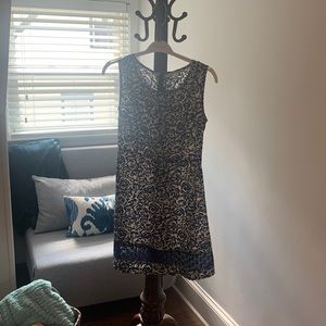 Blue floral and lace dress